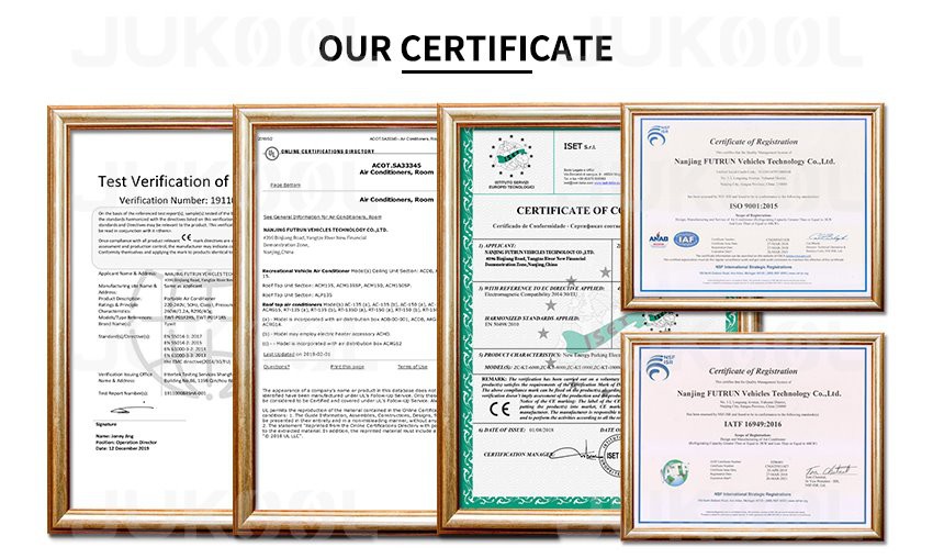 Certificates of Air Conditioner in Electric Car Certificates of Air Conditioner in Electric Car